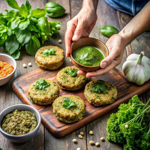 Jęczmienne Burgery z Zielonym Pesto